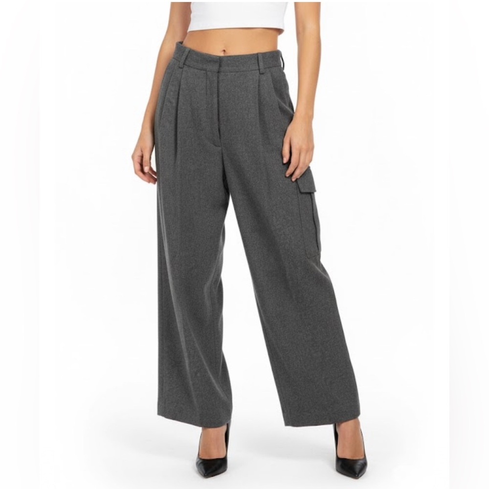 Dries Van Noten Wool Blend Pleated Cargo Pocket Trouser Pants Houndstooth 36 EU